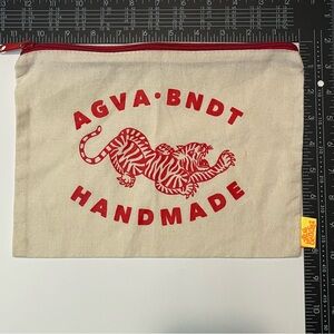 Agua Bendita Beige Pouch with Red Tiger